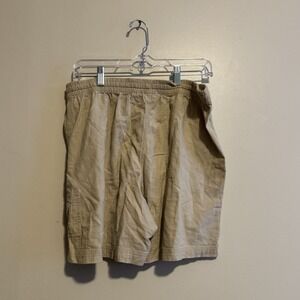Women's Beige Cotton Drawstring Shorts Elastic Waist Casual Summer